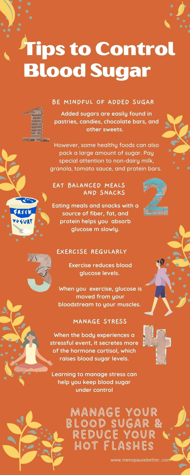 Tips to control blood sugar infographic