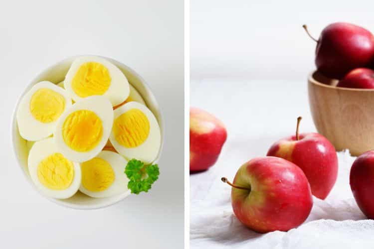 Hard boiled eggs and apples- macro-friendly breakfast