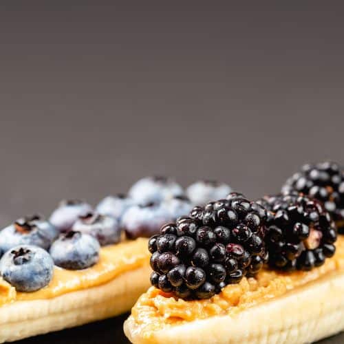 banana topped with peanut butter